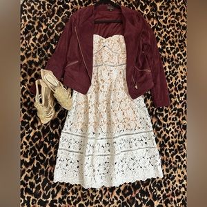 Vintage Lulus strapless lace midi dress